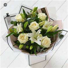Beautifully Simple Rose &amp; Lily Bouquet White