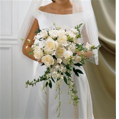 Large Ivory Rose & Orchid Scented Bridal Bouquet Bloom Florist Letch