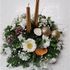 Gold and White Candle Arrangement